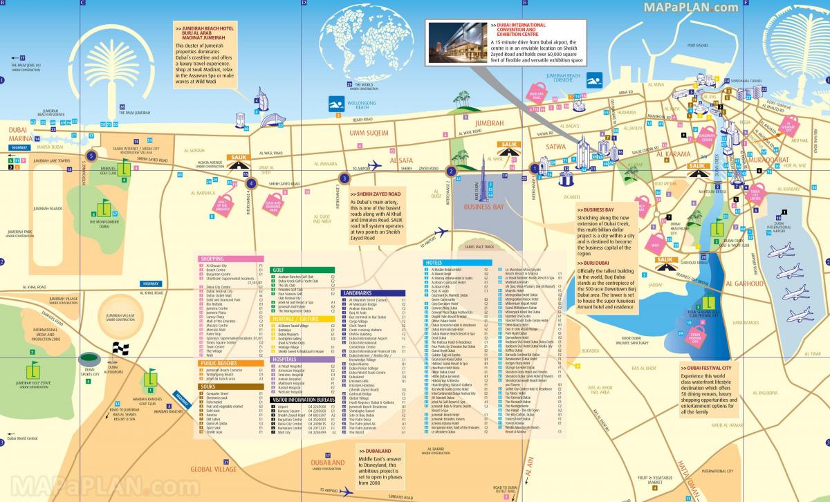 hartă din centrul orașului Dubai