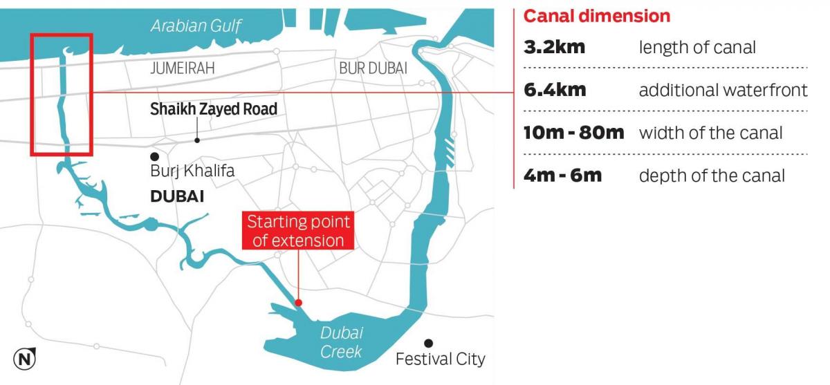 harta Dubai canal