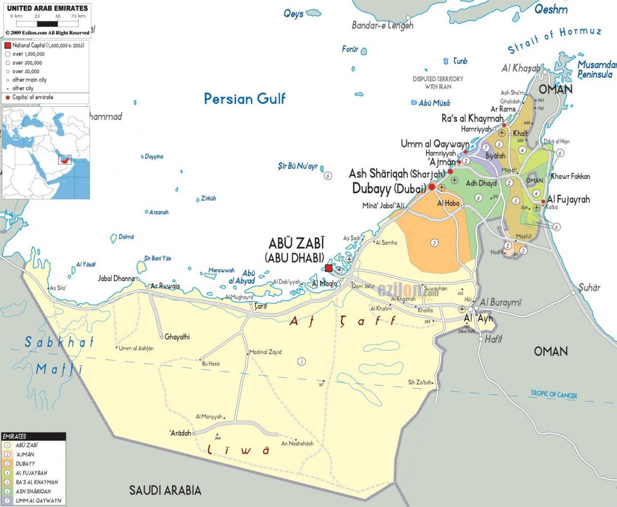 harta politică a Dubai