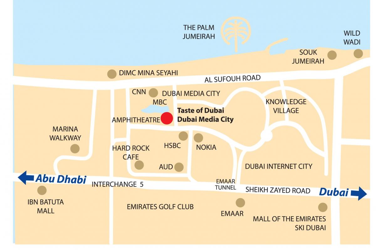 Dubai media city localizare harta