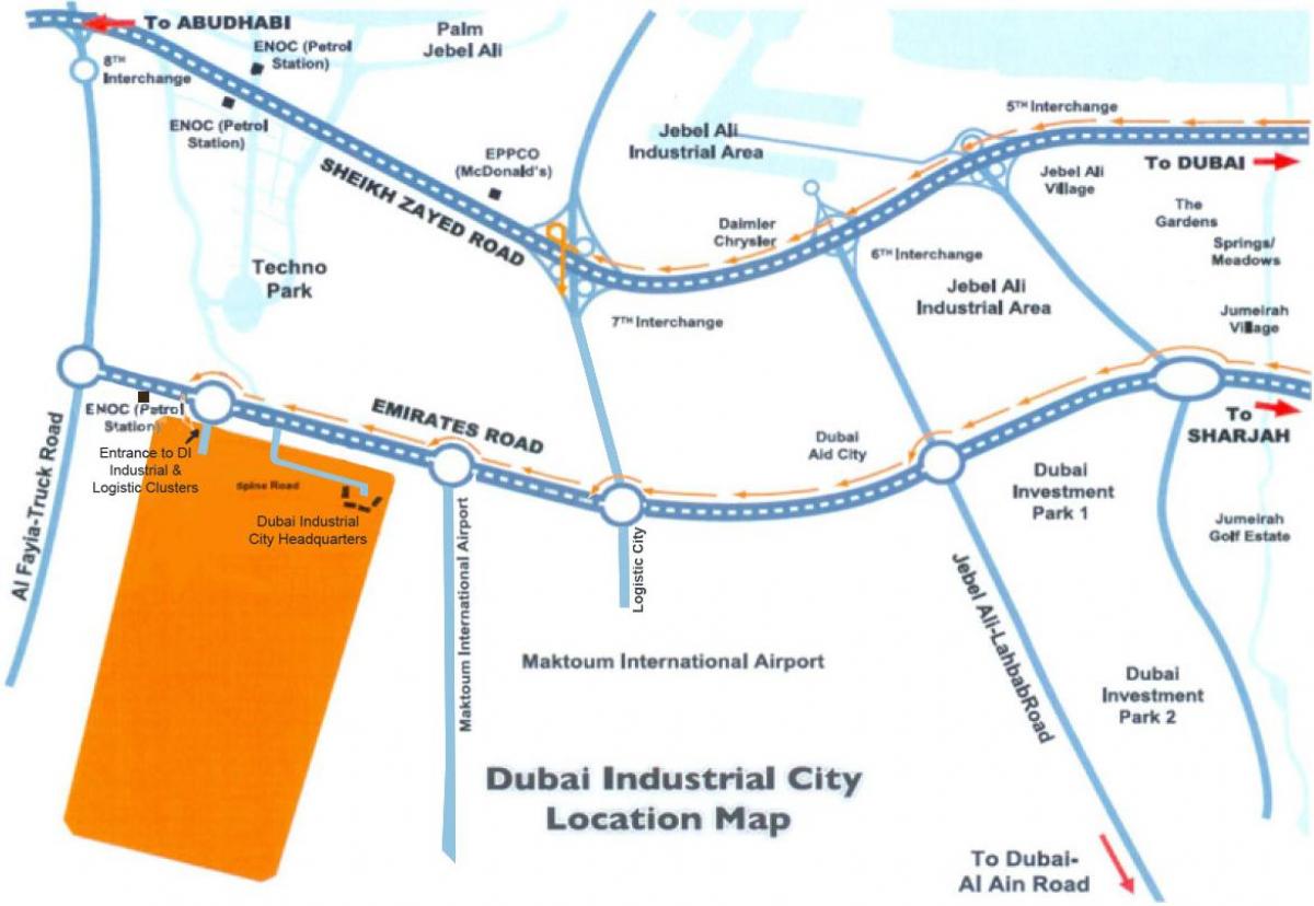 harta Dubai oraș industrial