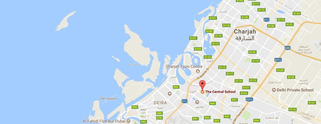harta școala centrală Dubai
