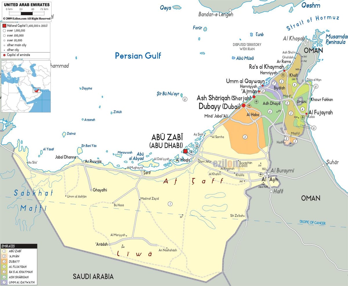 harta Dubai, emiratele arabe unite