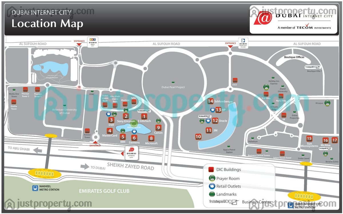 harta de Dubai internet city