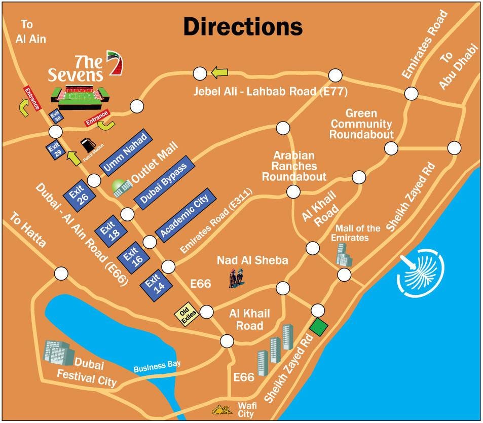 rugby Sevens Dubai localizare harta