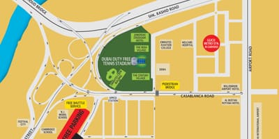 Dubai duty free tennis stadium locație hartă